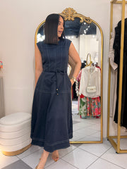 GABI” NAVY MIDI DRESS