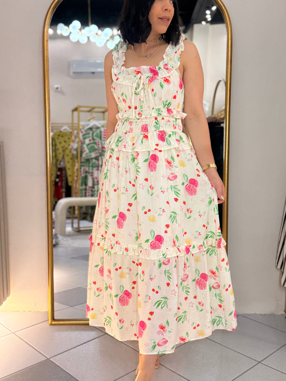 FRUIT IVORY  MIDI DRESS