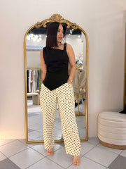 POLKA DOT  BEIGE  BARREL PANT