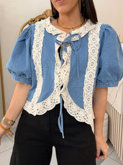 AVANA DENIM LACE TOP