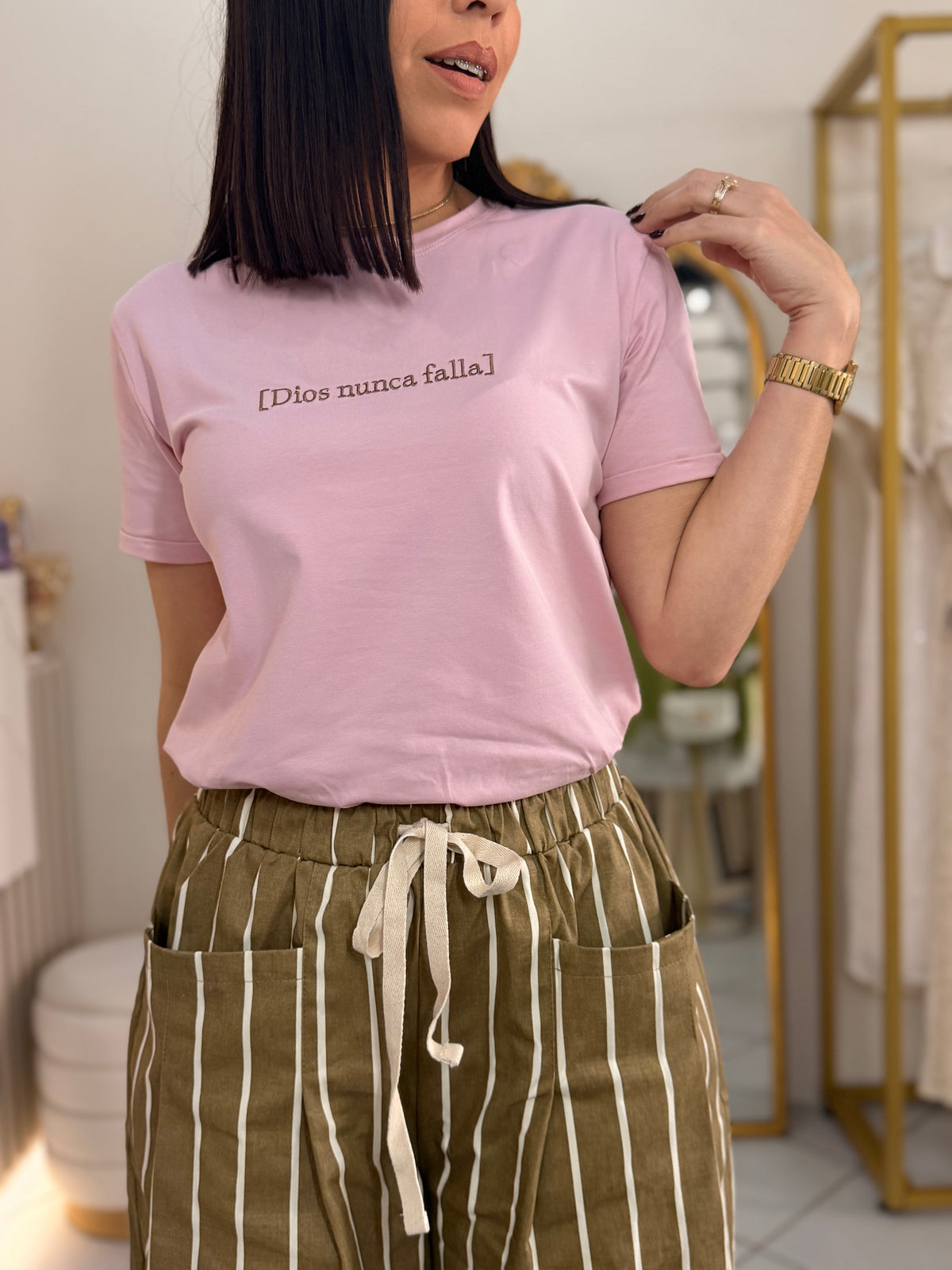 DIOS NUNCA FALLA " TSHIRT PINK