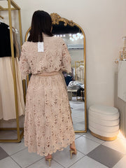 BEIGE ELEGANTE SET FALDA Y TOP