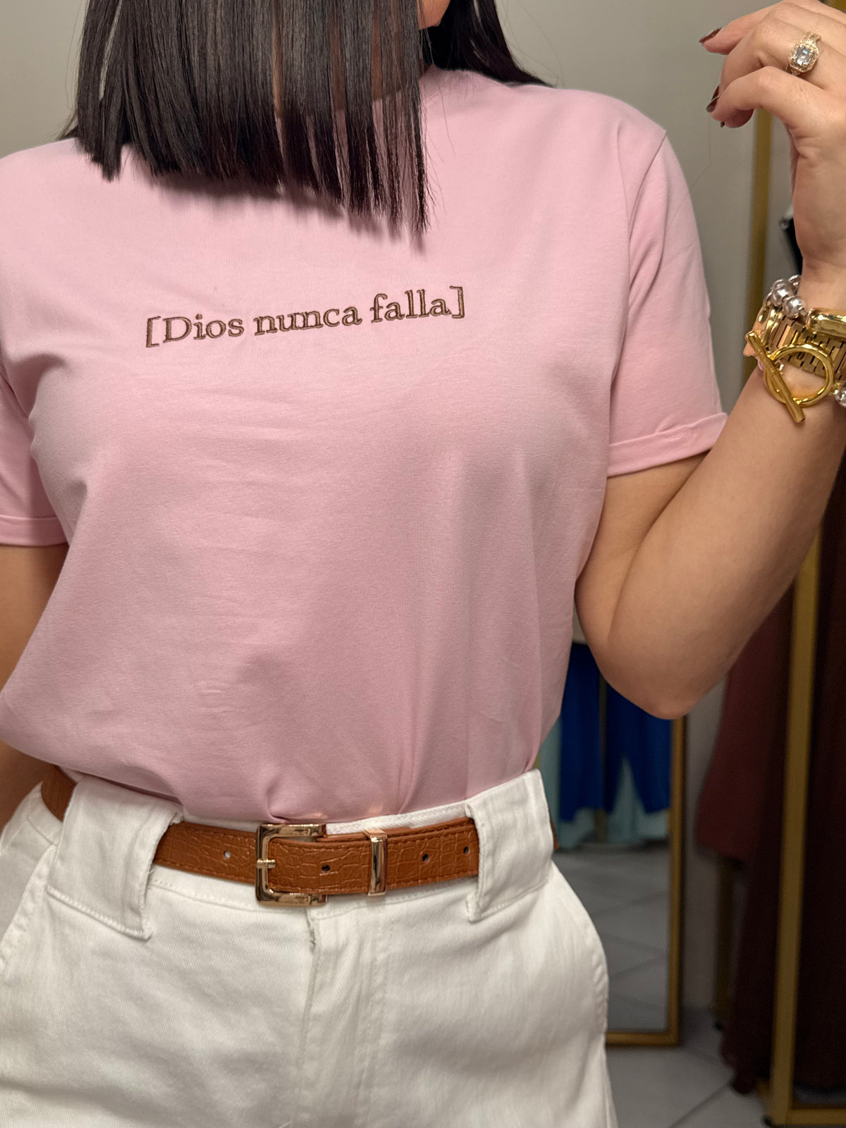 DIOS NUNCA FALLA" TSHIRT PINK