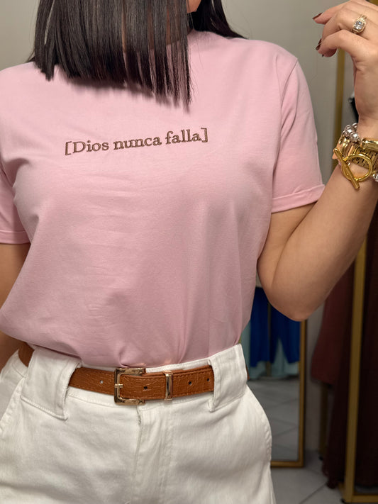 DIOS NUNCA FALLA" TSHIRT PINK