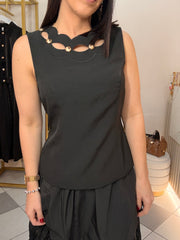 CHIC PEPLUM TOP BLACK