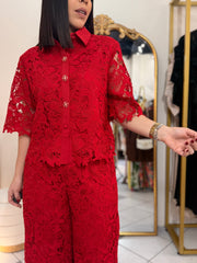 SET PANTALON ROJO ELEGANTE
