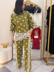 OLIVE SET POLKA DOT