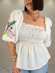 PUFF FLORY WHITE  TOP