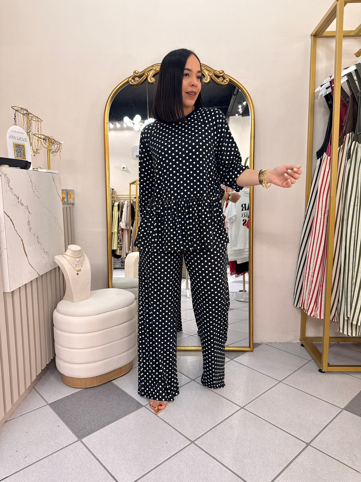BLACK POLKA DOT SET