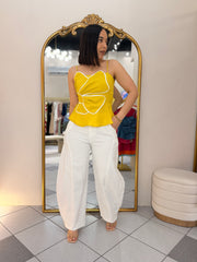 NEISHA " WHITE BARREl PANTS