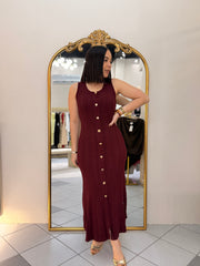 BURGUNDY MIDI DRESS