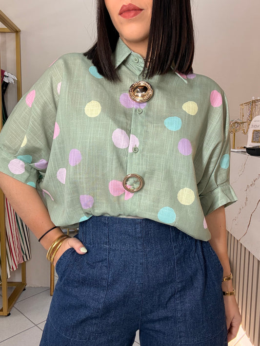 SAGE POLKA DOT TOP