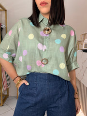 SAGE POLKA DOT TOP