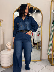 CARLA” DENIM DARK SET JACKET Y PANTALÓN