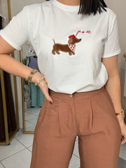 OH LA LA DOG  TSHIRT WHITE