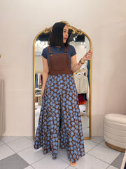 BROWN/ BLUE  JUMPSUIT