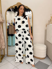 LIANA” WHITE POLKA DOT SET DOS PIEZA