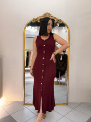 BURGUNDY MIDI DRESS
