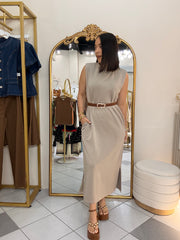 KARINA" TAUPE TSHIRT DRESS