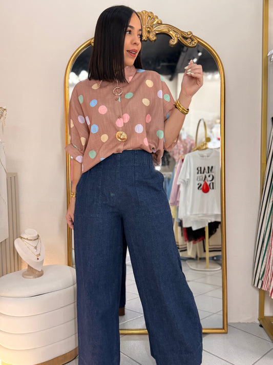 BRONW  POLKA DOT TOP
