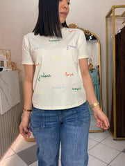 LOVE,AMORE PALABRAS  TSHIRT BEIGE