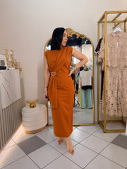 JESICA” MIDI CARAMEL  DRESS