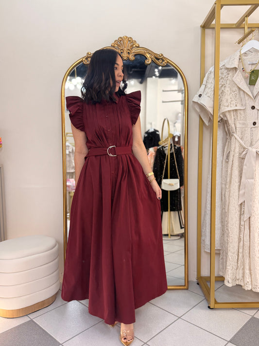 KIARA” BURGUNDY DRESS