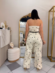 THAI,S  BEIGE POLKA DOT JUMPSUIT