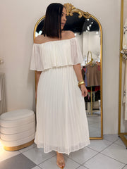 DRESS PLISADO BEIGE