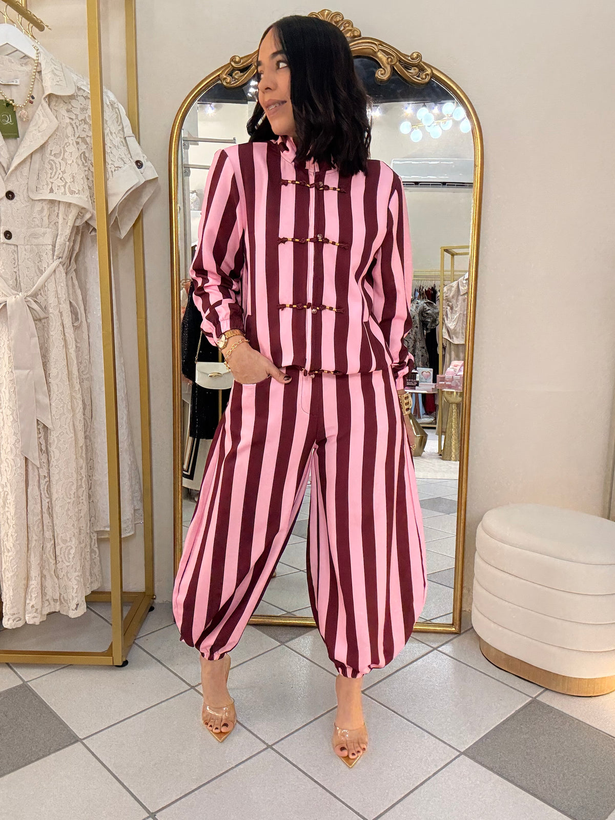 IVONE" ROSA/BURGUNDY SET