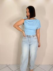 PAULA  LIGHT DENIM BAREEL PANT