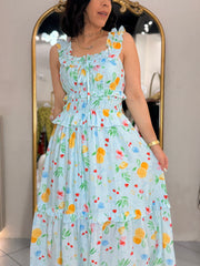 FRUIT BLUE MIDI DRESS