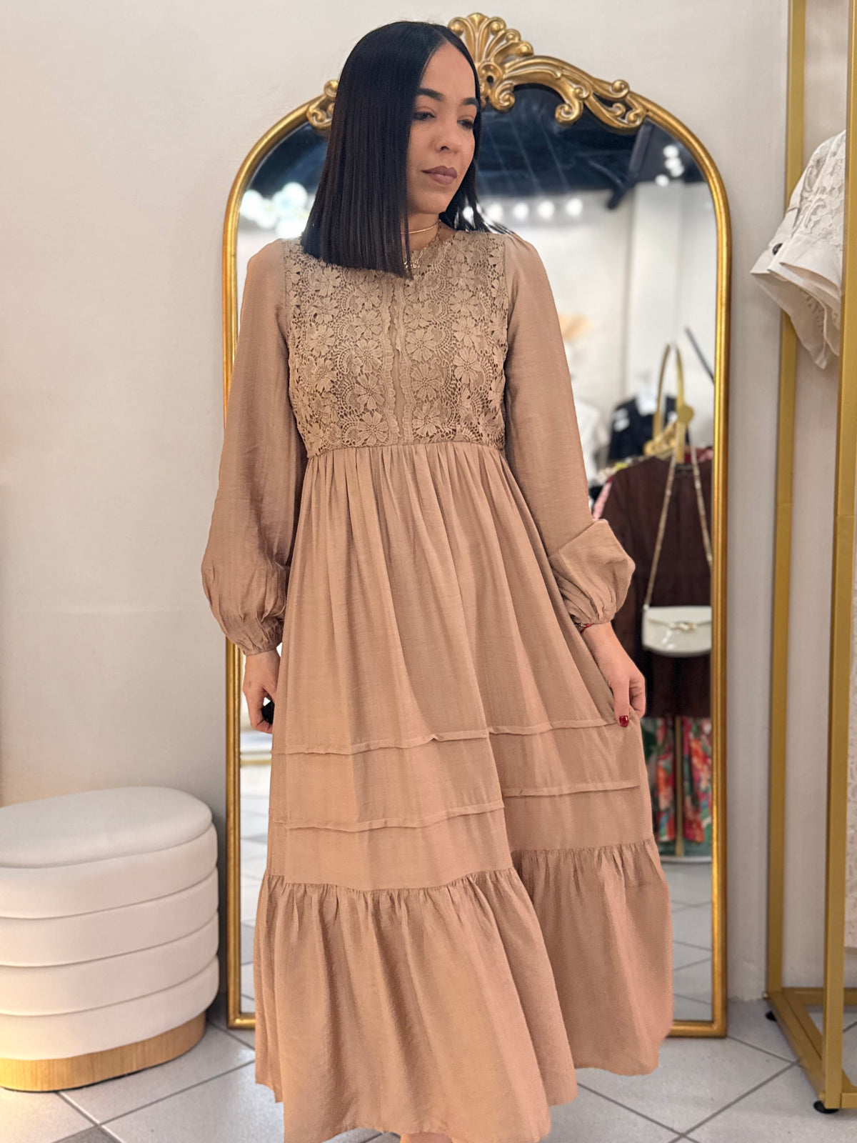 IVONE” CAMEL DRESS