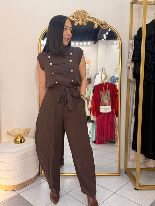 BROWN  NAPOLEON JUMPSUIT