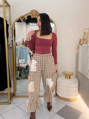 GINGHAM PANT BEIGE