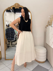 GALILEA, BLACK/BEIGE DRESS