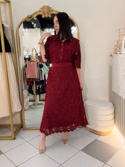 BURGUNDY ELEGANTE SET FALDA Y TOP