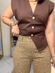 ISA " BROWN   BARREL PANTS
