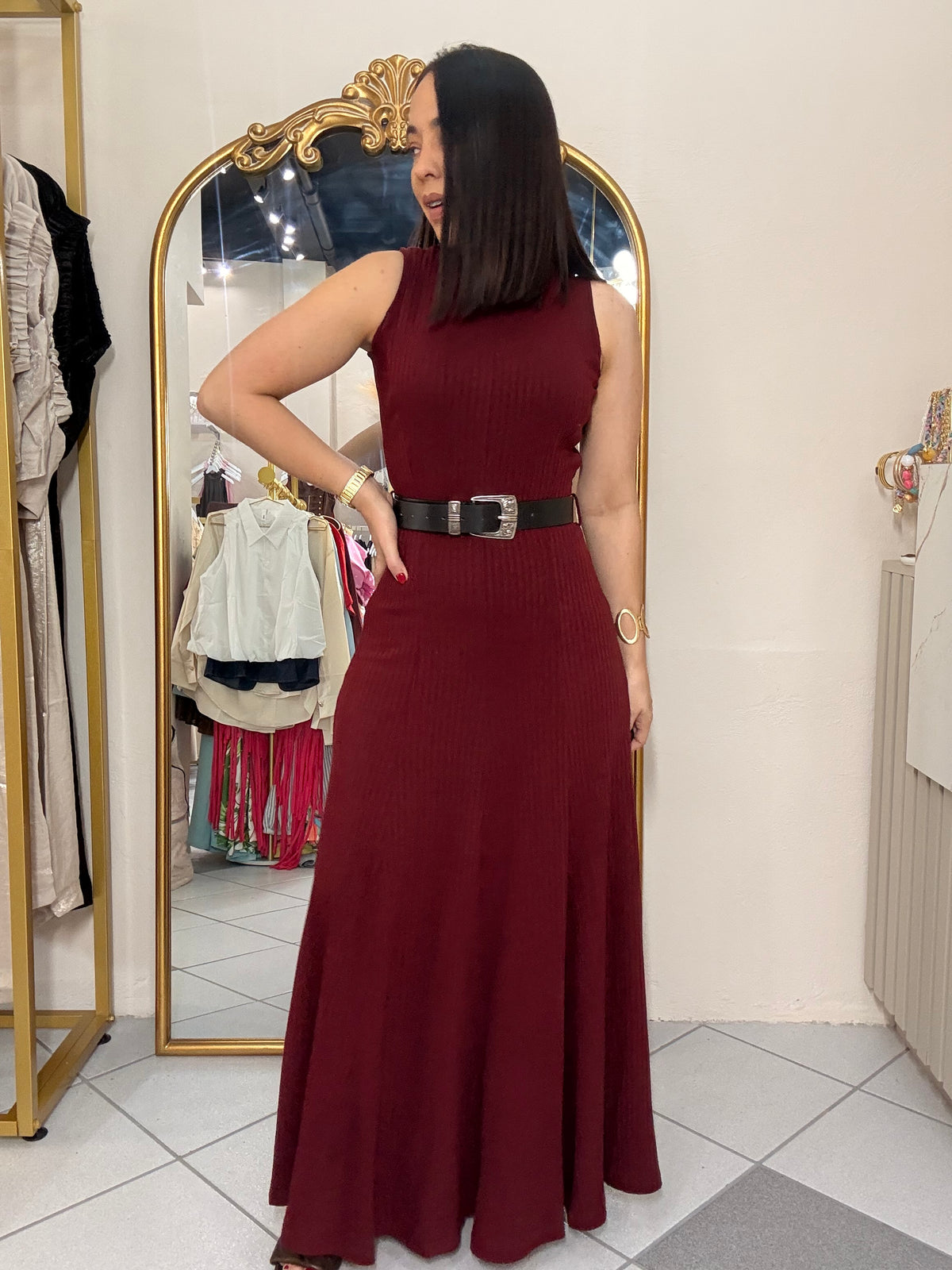 LISA" MAXI DRESS BURGUNDY