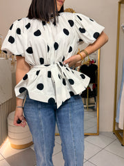 WHITE POLKA DOT TOP