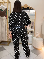 BLACK/WHITE POLKA DOT SET TRAVEL