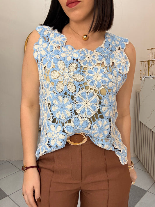 CROCHET TOP BLUE