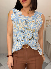CROCHET TOP BLUE