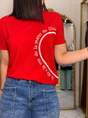 UN DIA A LA VEZ DE LA MANO DE DIOS TSHIRT ROJA