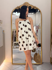 POLKA DOT BREIGE/BROWN MINI DRESS