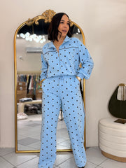 BLUE/BROWN POLKA DOT SET TRAVEL