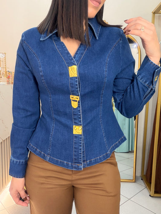 VANESA" DENIM TOP MANGAS