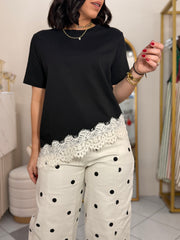 TSHIRT LACE NEGRA/CREMA