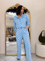 BLUE/BROWN POLKA DOT SET TRAVEL