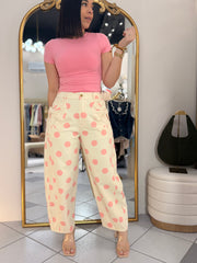 LAZO BEIGE/PINK POLKA DOT JEANS